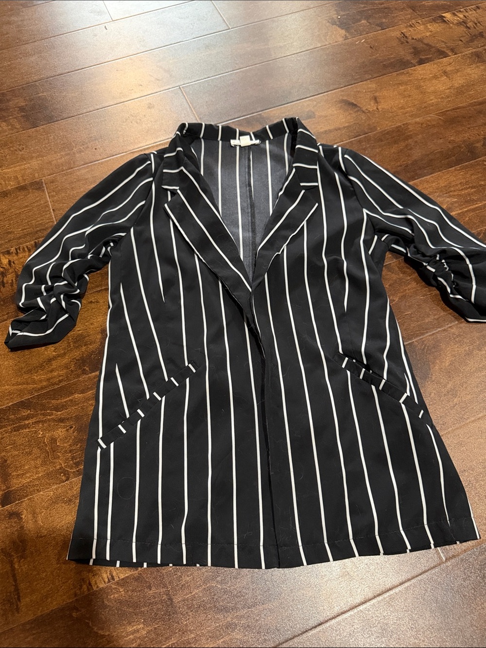 Black and White Vertical Stripe Blazer